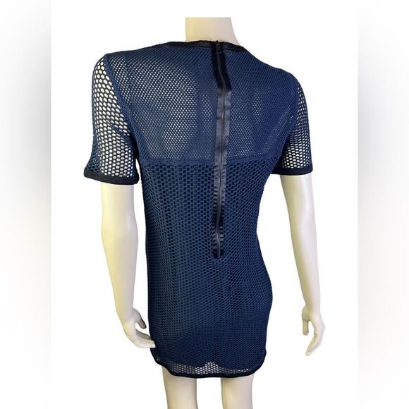 NWOT Navy Rag & Bone S/S Mesh Panel Sheath Knee Length Lined & Trimmed in Silk M - Picture 6 of 9
